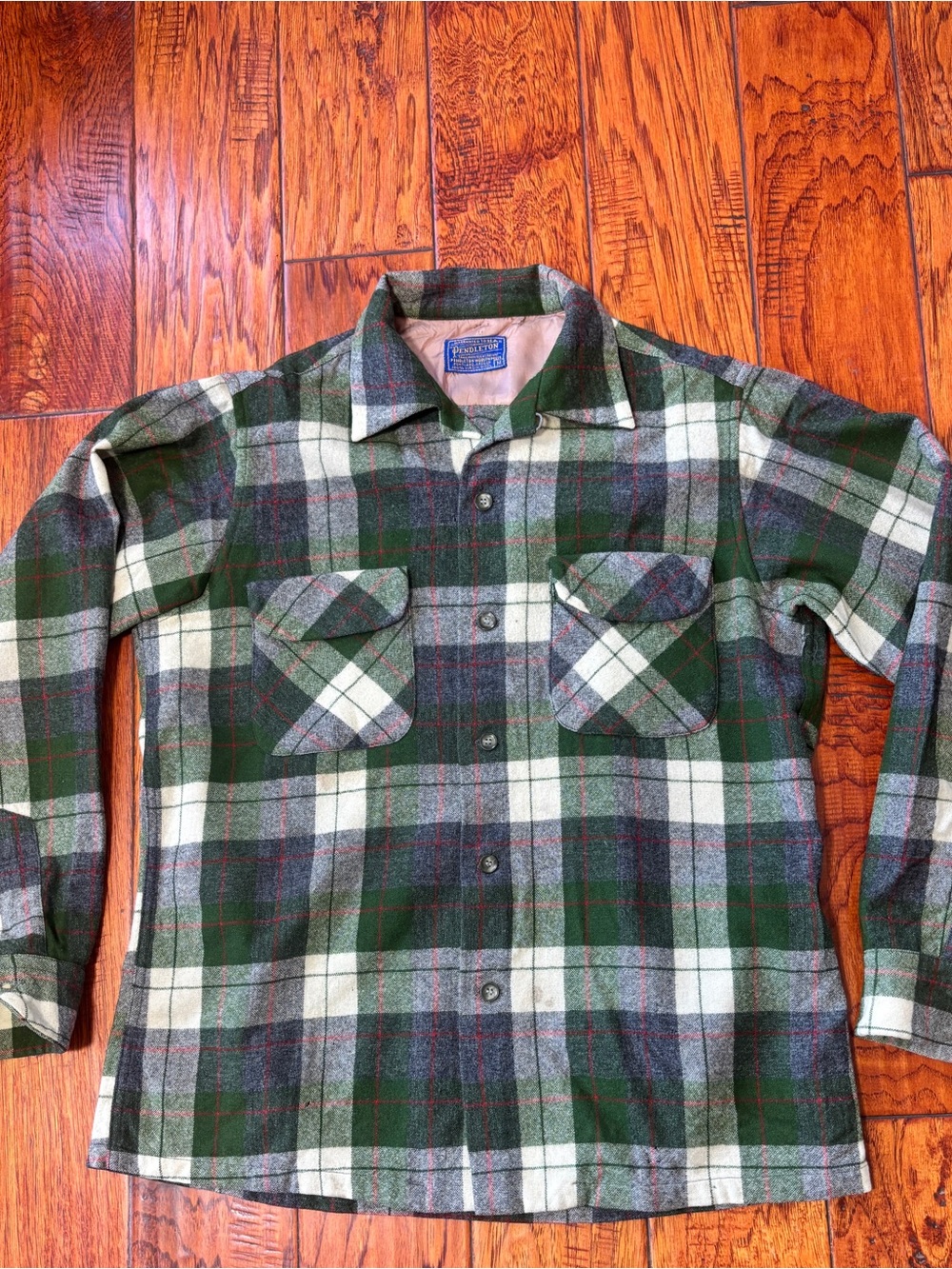 Vintage Pendleton Green and Cream Plaid Button-Up Shirt Unisex